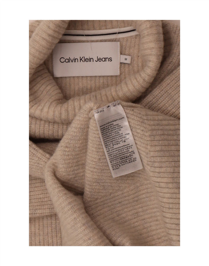 Pulover Calvin Klein Jeans pentru bărbați cu gât rulat, lână, bej mediu