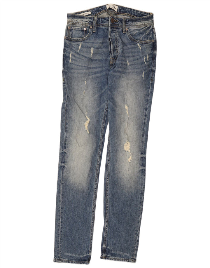 Jack & Jones Tim, blugi slim învechiți pentru bărbați, W27 L32, albastru