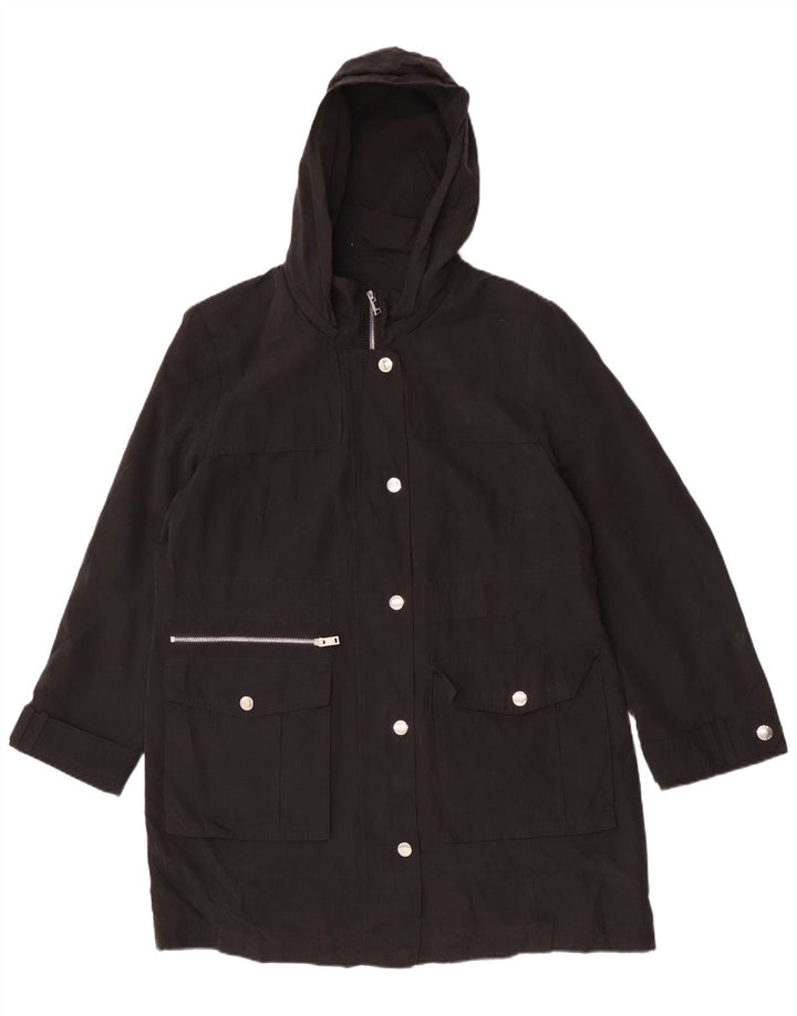 Dkny haină de ploaie cu glugă pentru femei UK 18 XL poliester negru