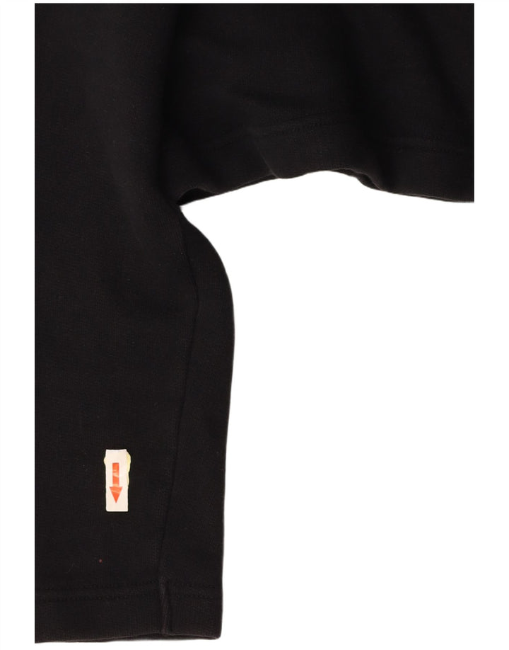 BENETTON Tricou polo oversized cu grafic crop pentru femei UK 10 Small Black