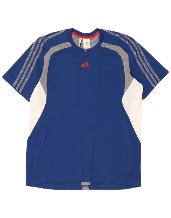 Adidas Mens Climacool T-Shirt Top Large Blue Colourblock Polyester