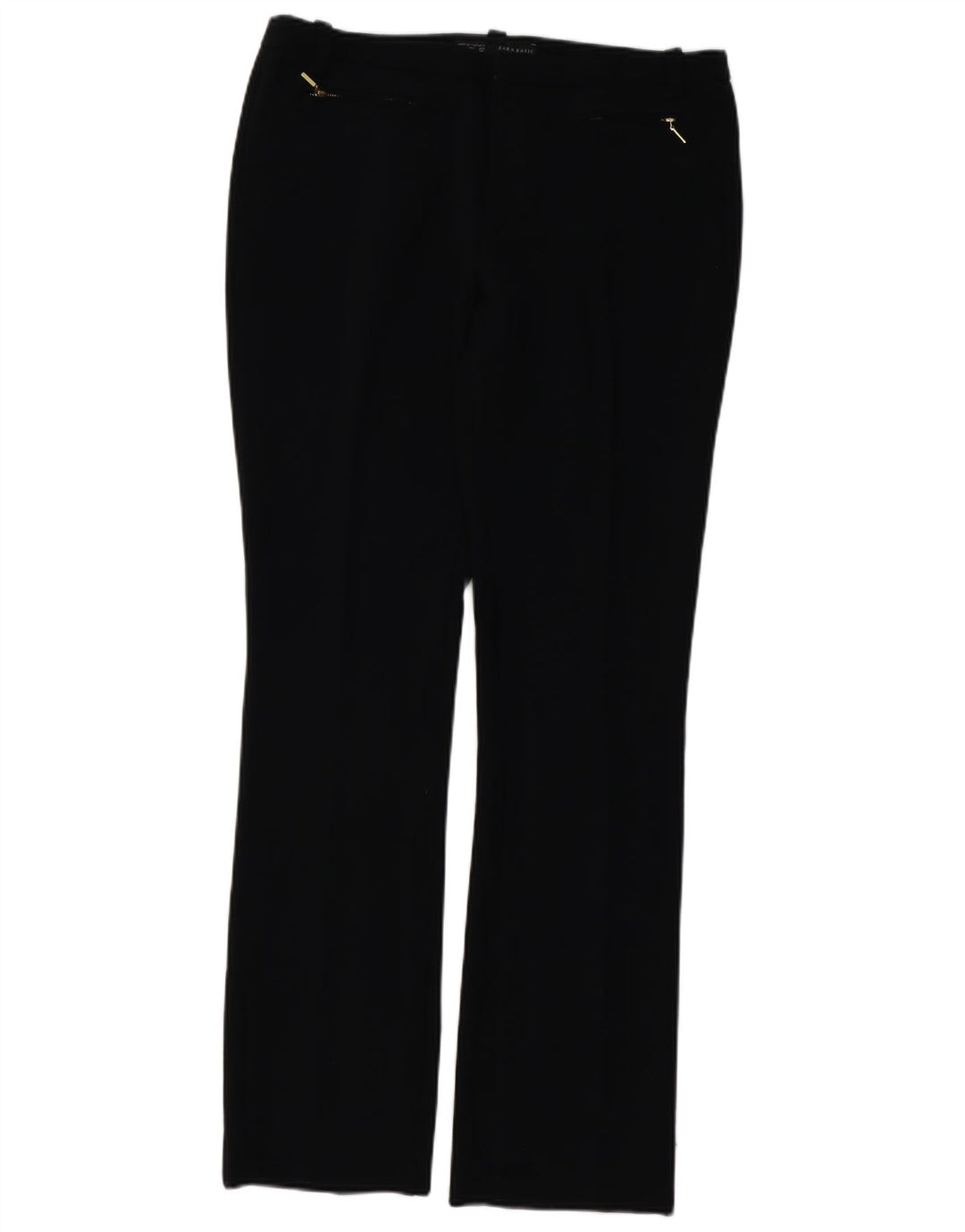 ZARA Pantaloni Drepți Femei L30 L32 Negru
