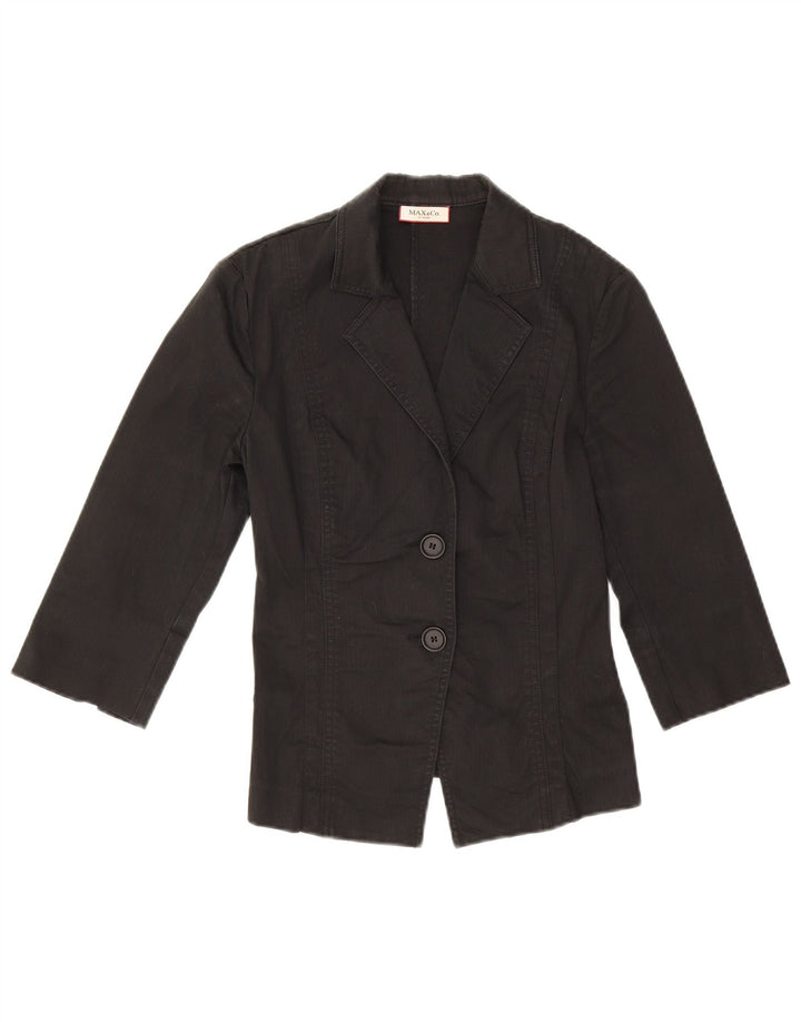 Max & Co. Jachetă pentru femei cu 2 nasturi și mâneci 3/4, UK 6 XS, bumbac negru