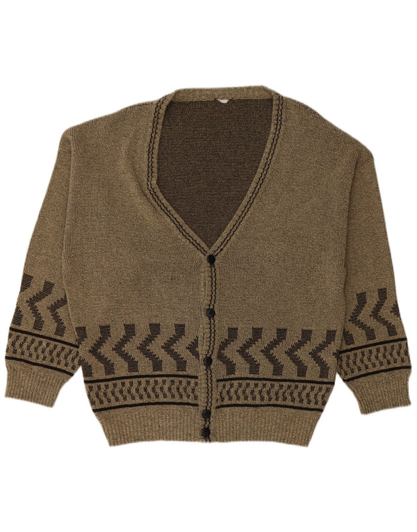 Pulover Cardigan Bărbați VINTAGE Mare Kaki Geometric Bumbac