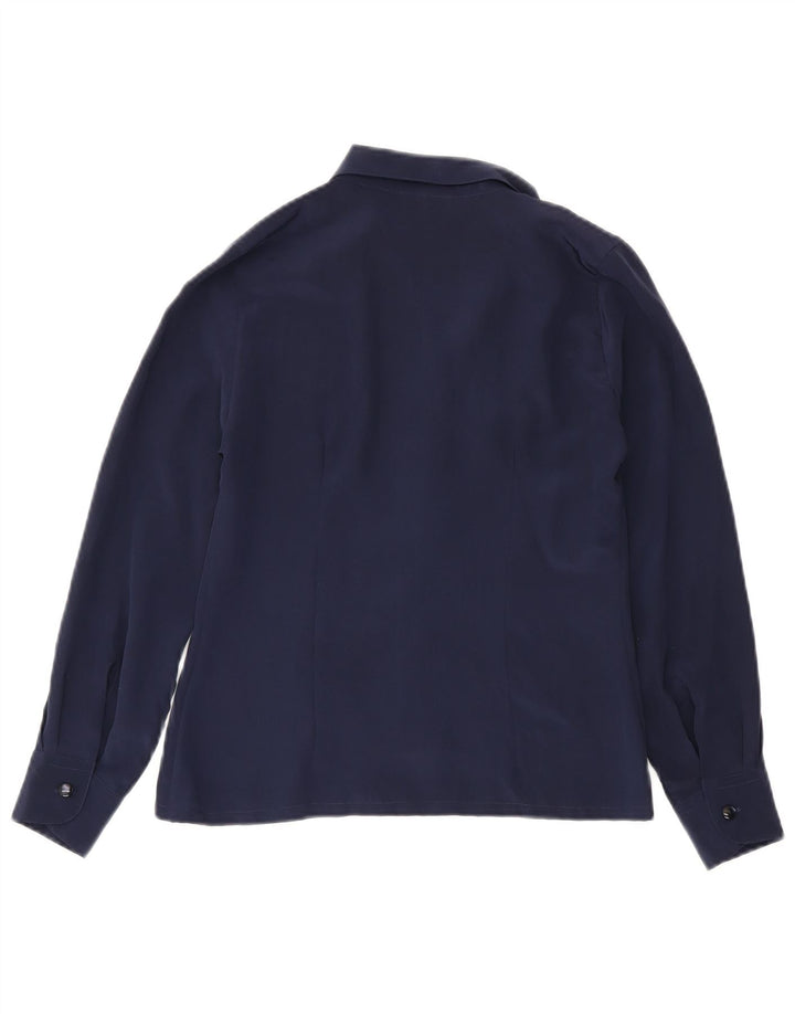Bluză Cămașă Vintage Femei IT 44 Medium Bleumarin Mătase