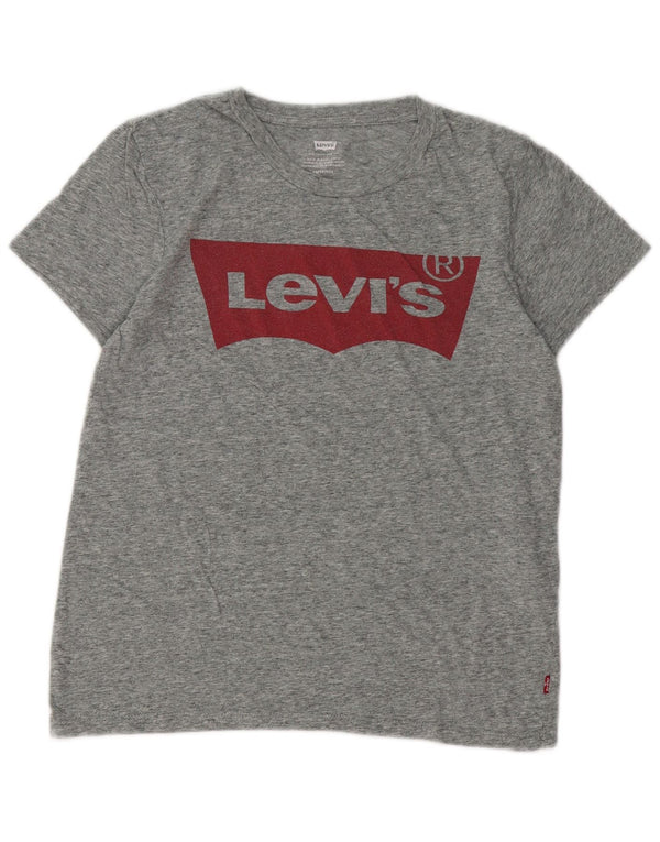 Tricou cu grafic pentru femei LEVI'S Top UK 6 XS bumbac cu pete gri
