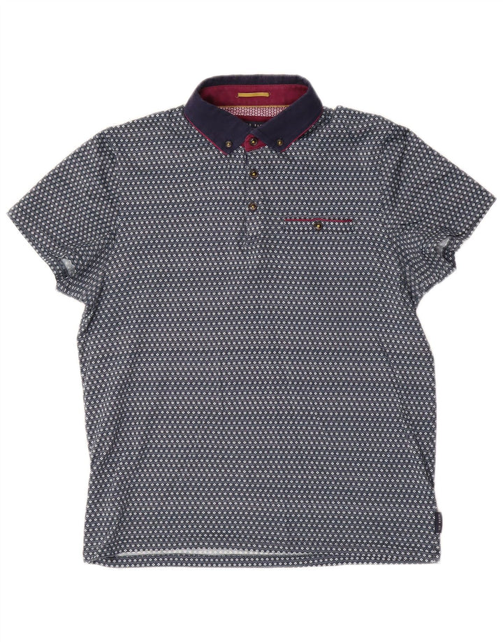 Tricou polo pentru bărbați Ted Baker, mărimea 3, bumbac geometric albastru mediu