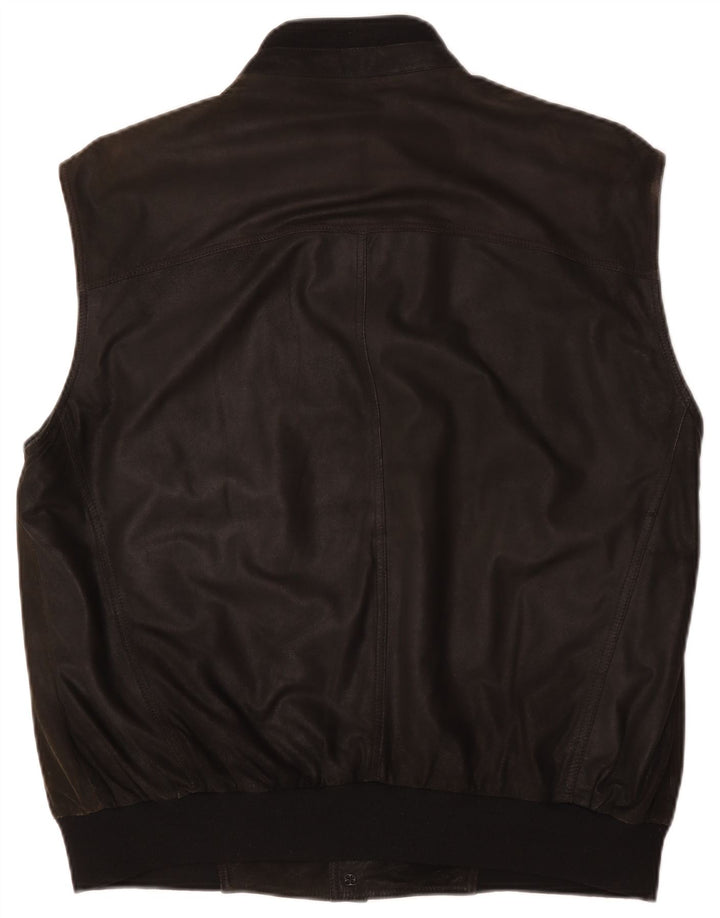 Gilet din piele pentru bărbați Striwa IT 58 4XL, piele neagră