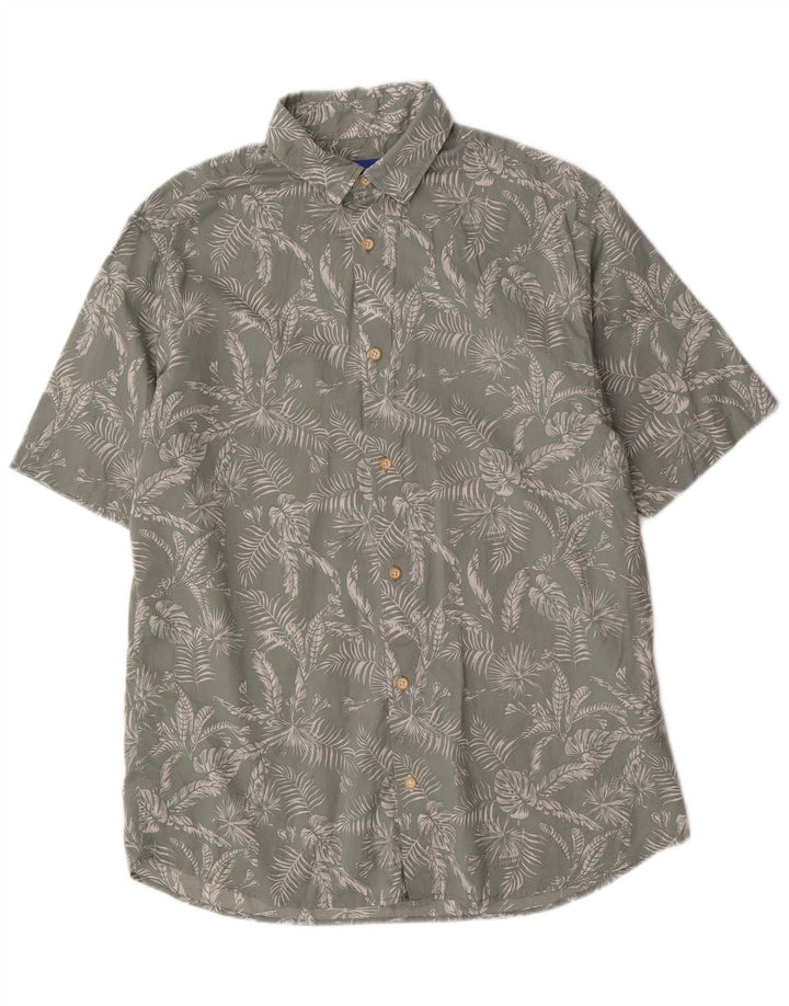 Cămașă cu mânecă scurtă Jack & Jones pentru bărbați, bumbac floral verde mediu