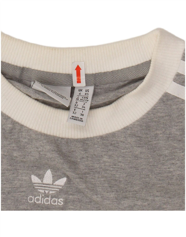 Top pentru femei ADIDAS cu mânecă lungă UK 6 XS, bumbac cu pete gri