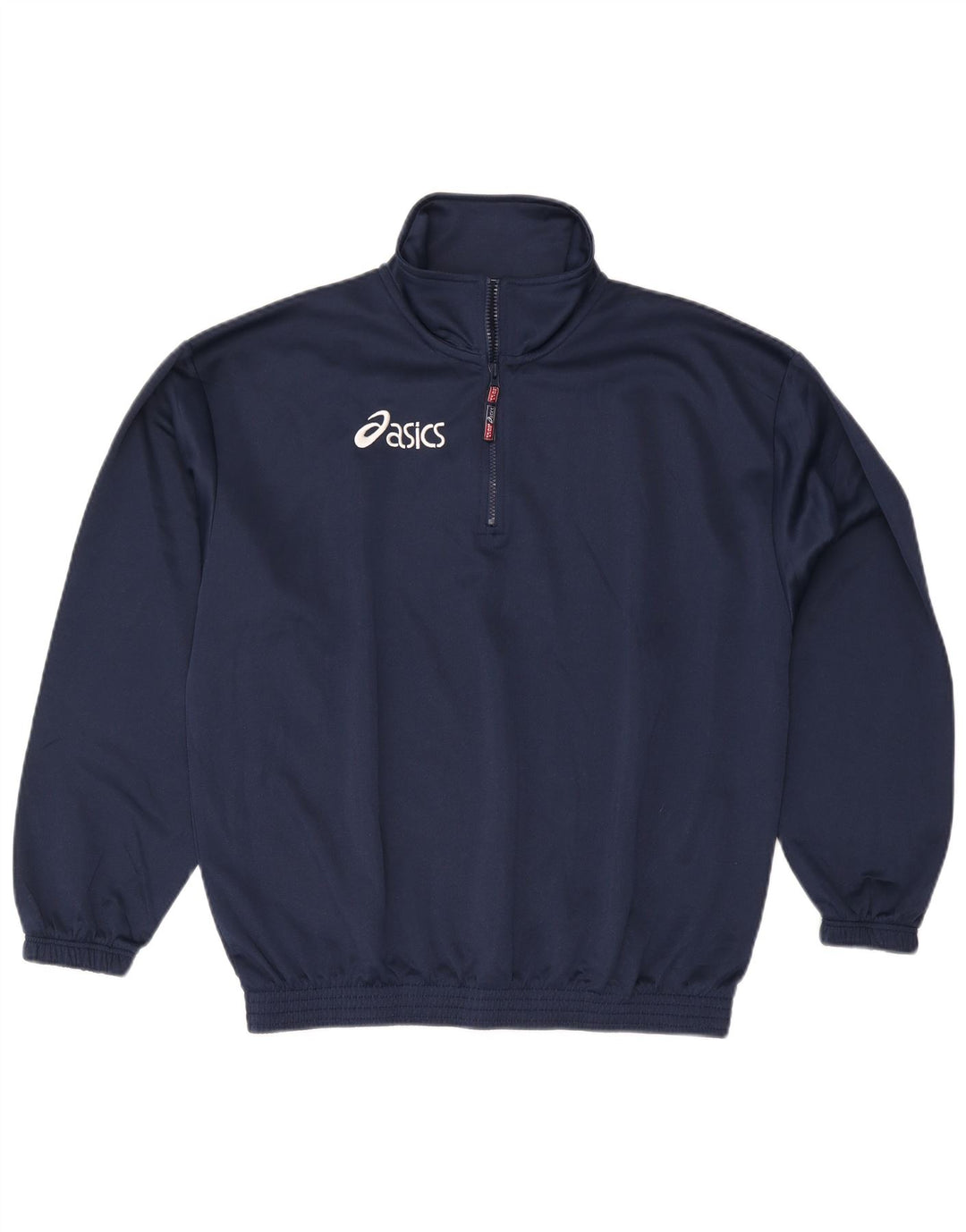 Pulover Asics pentru bărbați, cu fermoar, cu gât, poliester mare, albastru