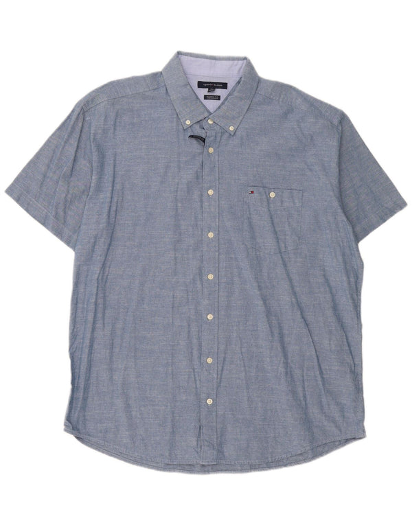 Cămașă cu mânecă scurtă pentru bărbați Tommy Hilfiger, cu ajustare clasică, 2XL, bumbac albastru