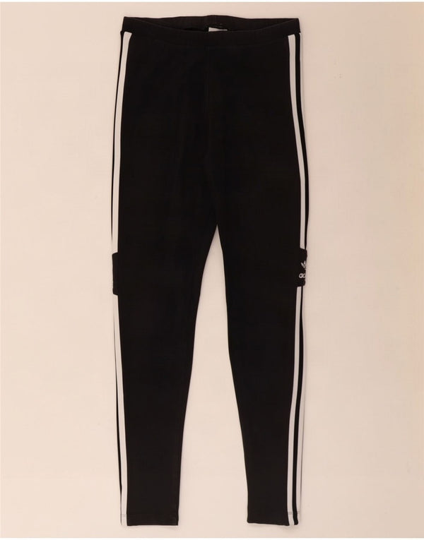 Adidas Womens Graphic Leggings UK 8 Small Black Cotton