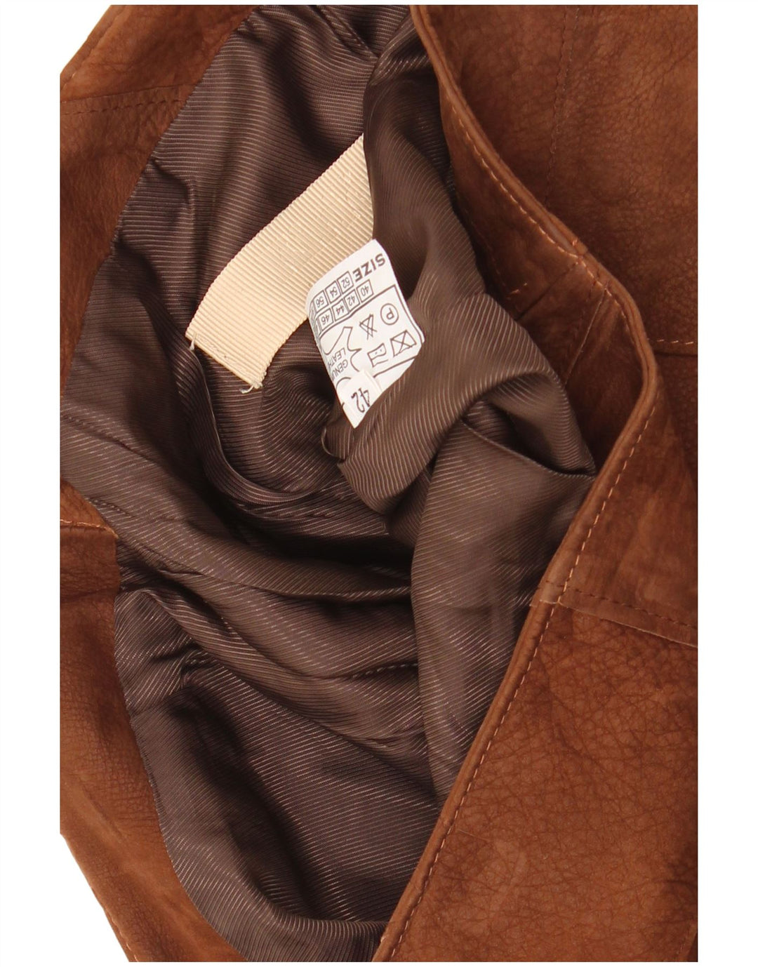 Fusta din piele pentru femei VINTAGE IT 42 Medium W30 Piele mozaică maro