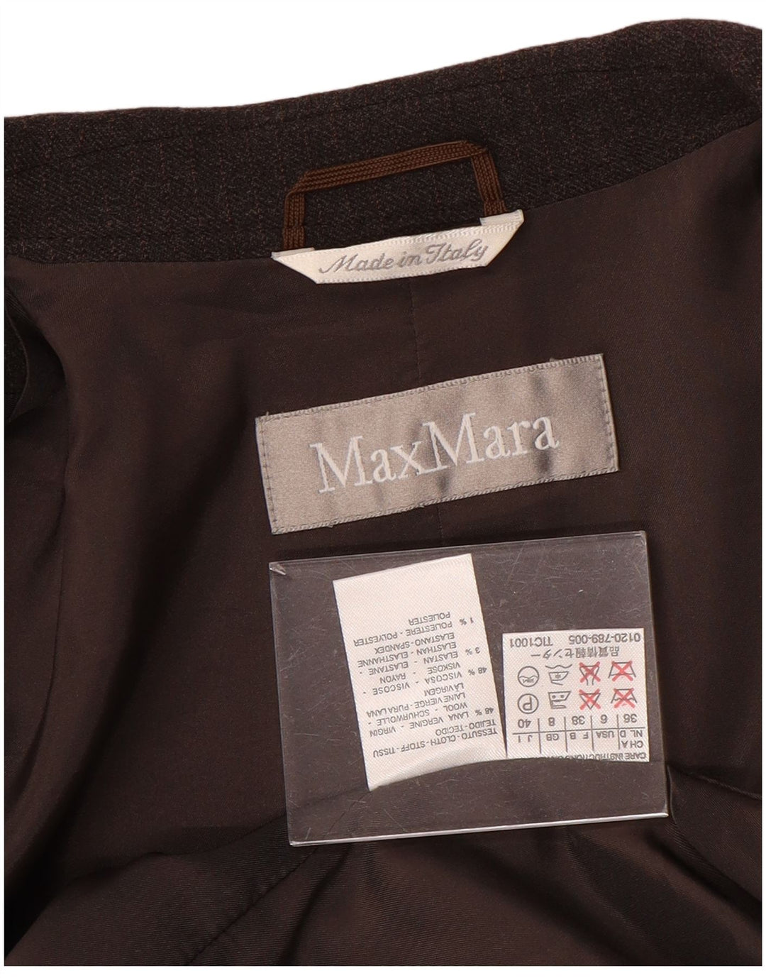 MAX MARA Jachetă pentru femei cu 2 nasturi, UK 8, lână maro mică