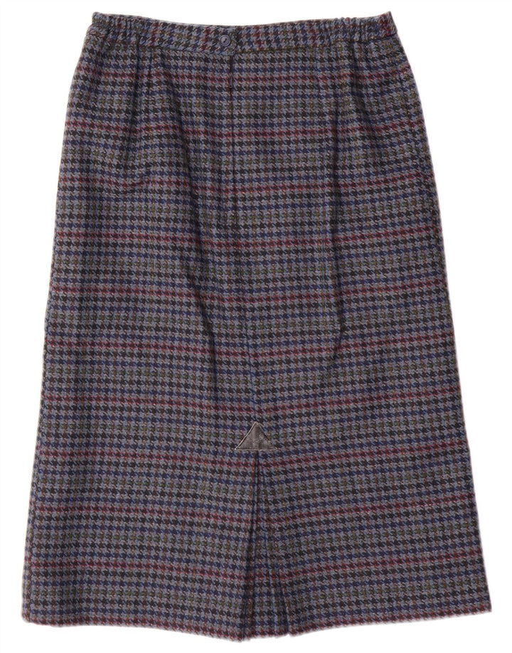 Fusta creion vintage pentru femei UK 14 Medium W28 Blue Houndstooth