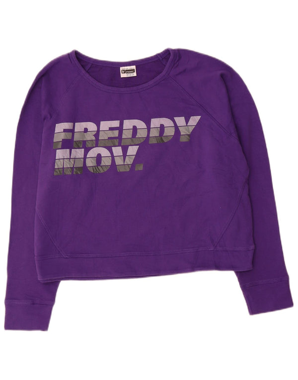 Hanorac crop pentru femei Freddy Pulover UK 12 Bumbac violet mediu