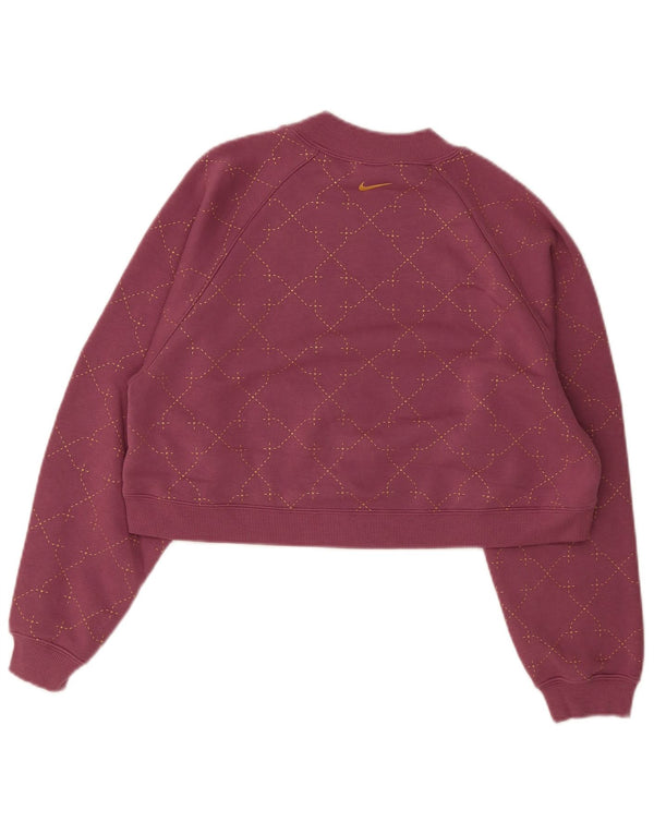 Pulover de hanorac supradimensionat pentru femei Nike UK 6 XS burgundy Check Bumbac