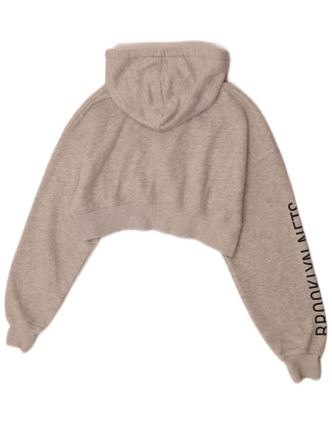 Pulover pentru femei Pull & Bear Crop Graphic Zip Hoodie UK 10 Mic Gri Pete