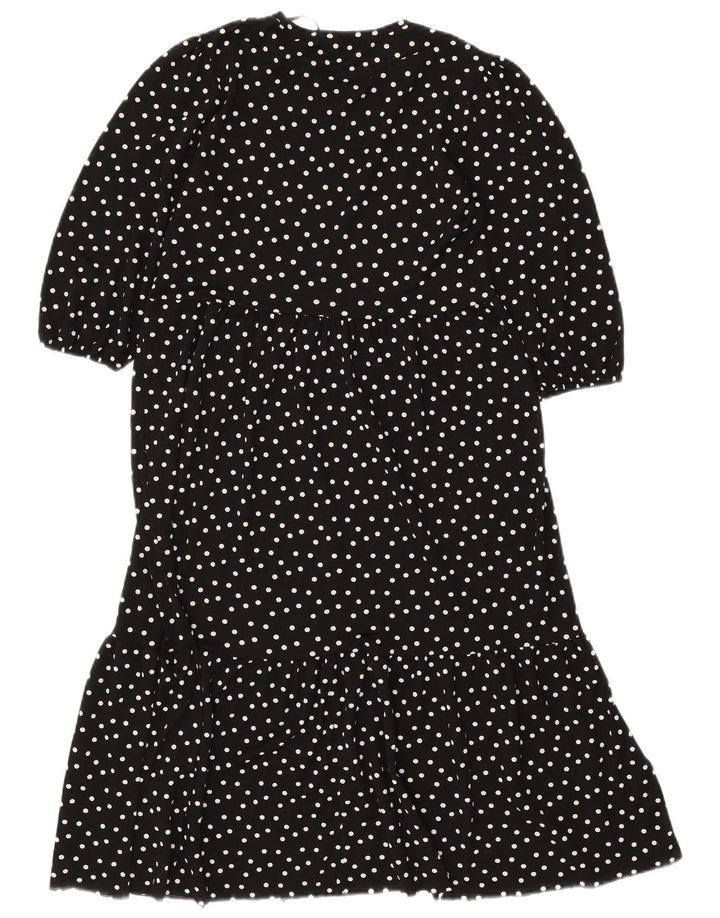 ZARA Womens Tiered Dress UK 10 Small Black Polka Dot Polyester