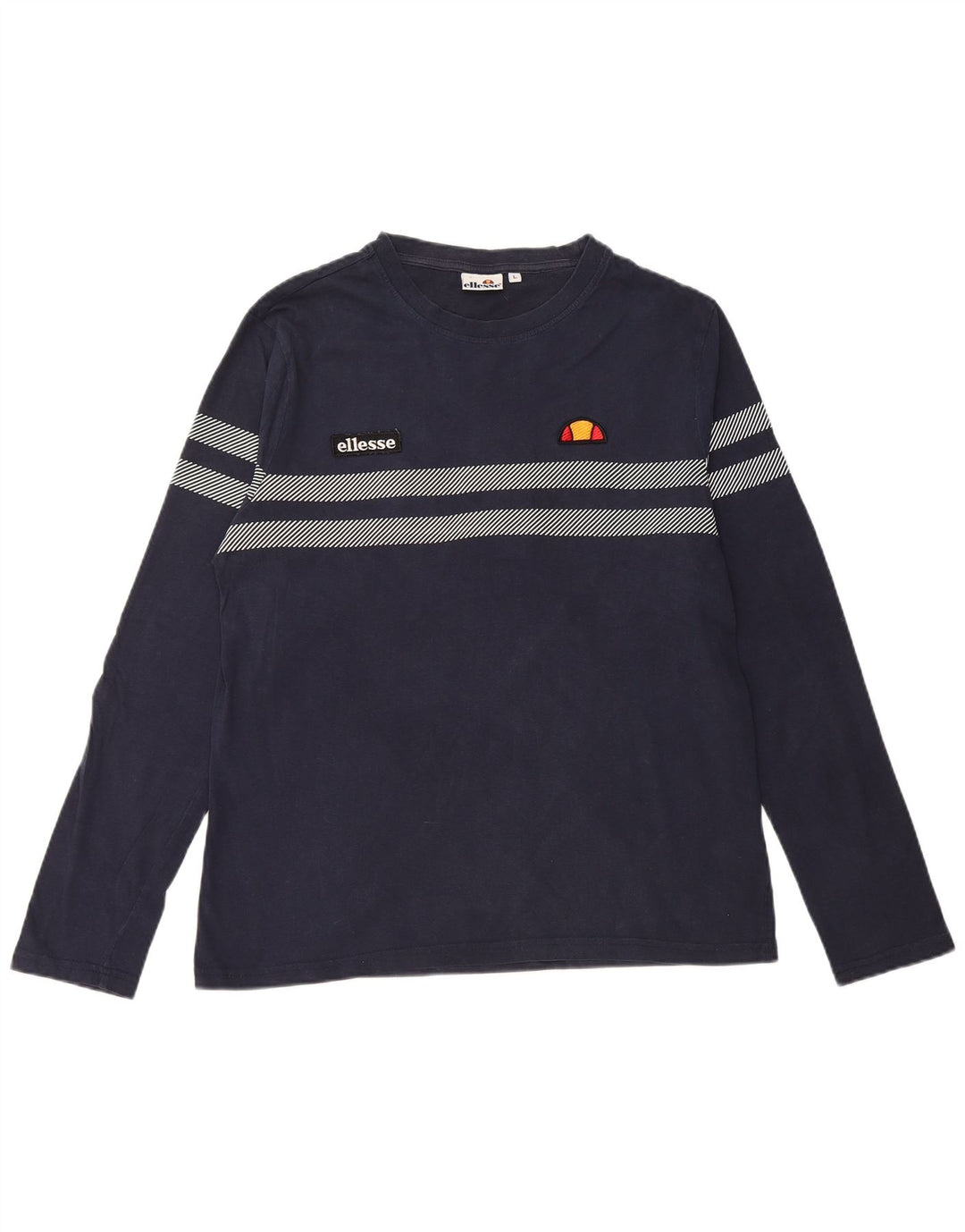 ELLESSE Top pentru femei cu mânecă lungă UK 16 mare, bleumarin, bumbac cu dungi