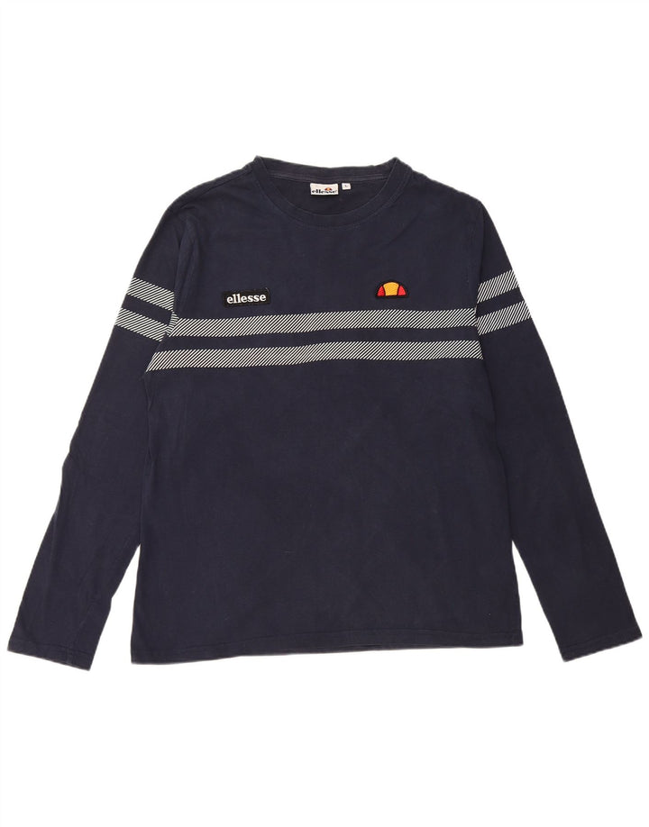 ELLESSE Top pentru femei cu mânecă lungă UK 16 mare, bleumarin, bumbac cu dungi