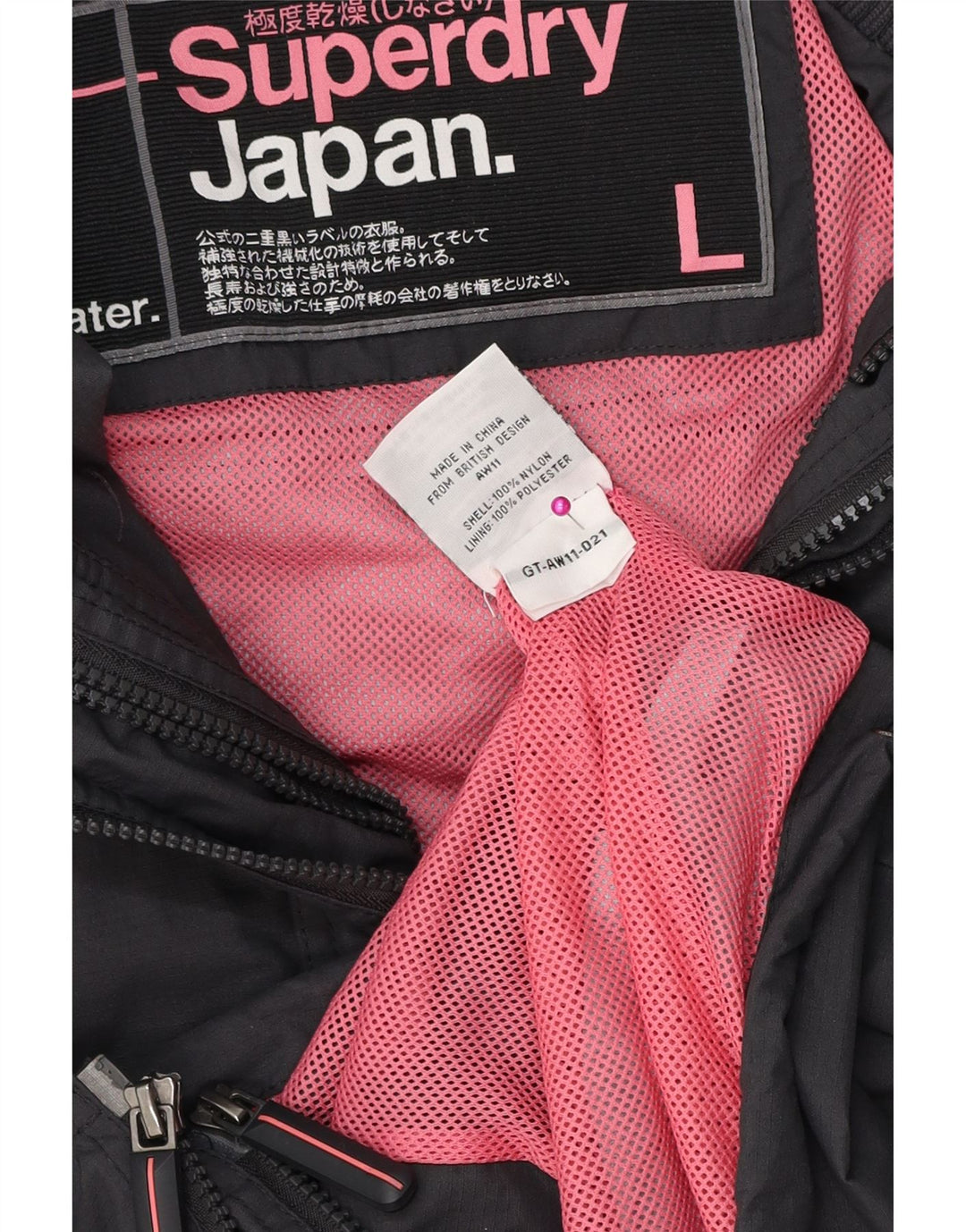 SUPERDRY Jachetă de ploaie grafică pentru femei UK 16, mare, gri, poliester