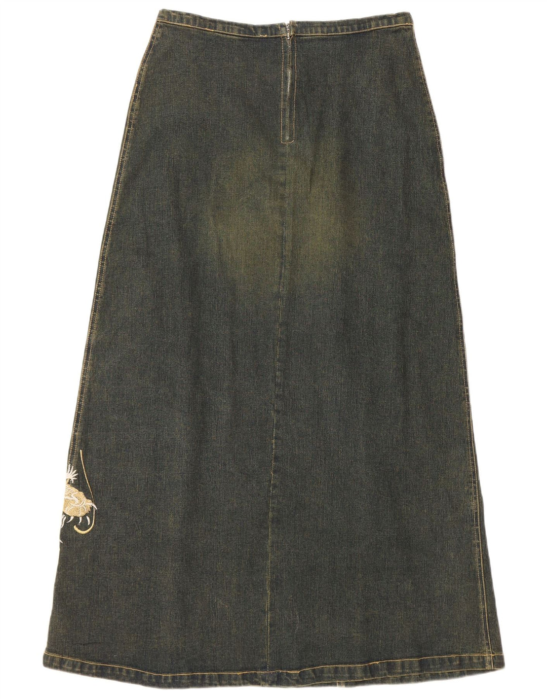 Fusta de denim grafică pentru femei VINTAGE UK 12 Medium W30 Bumbac albastru