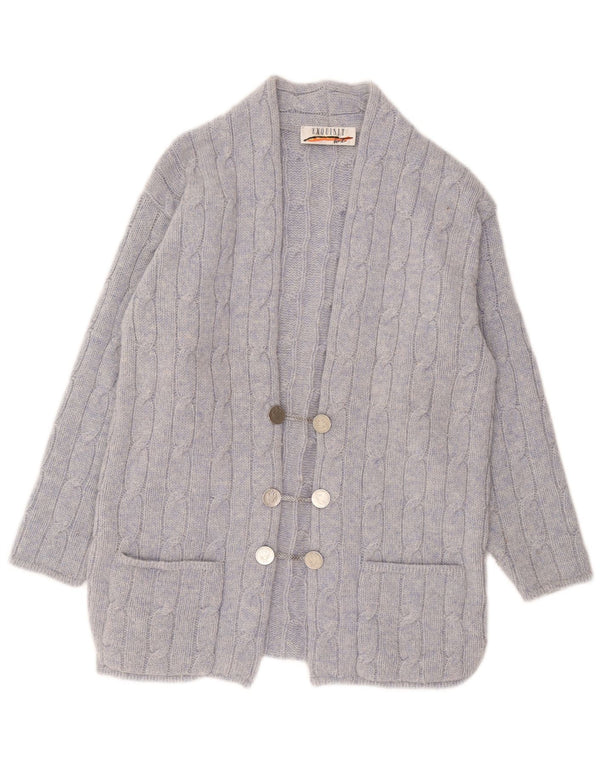 Pulover cardigan Exquisit pentru femei UK 16 Lână mare albastră