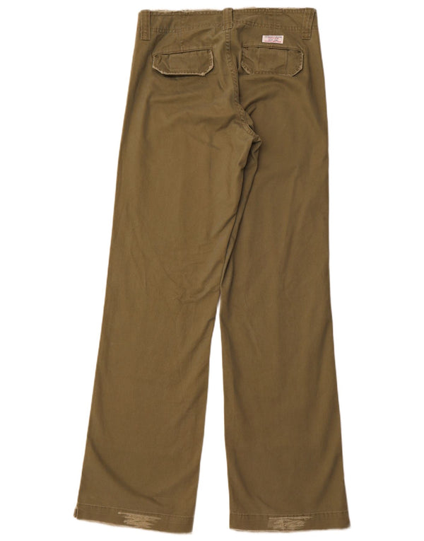 Pantaloni chino pentru femei GUESS Distressed Bootcut W29 L33, bumbac verde