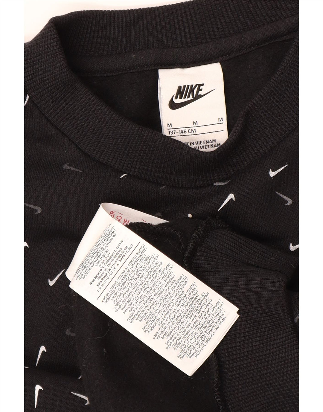 NIKE Girls 3/4 Sleeve Sweatshirt Jumper 10-11 Years Medium  Black Vintage Nike and Second-Hand Nike from Messina Hembry 