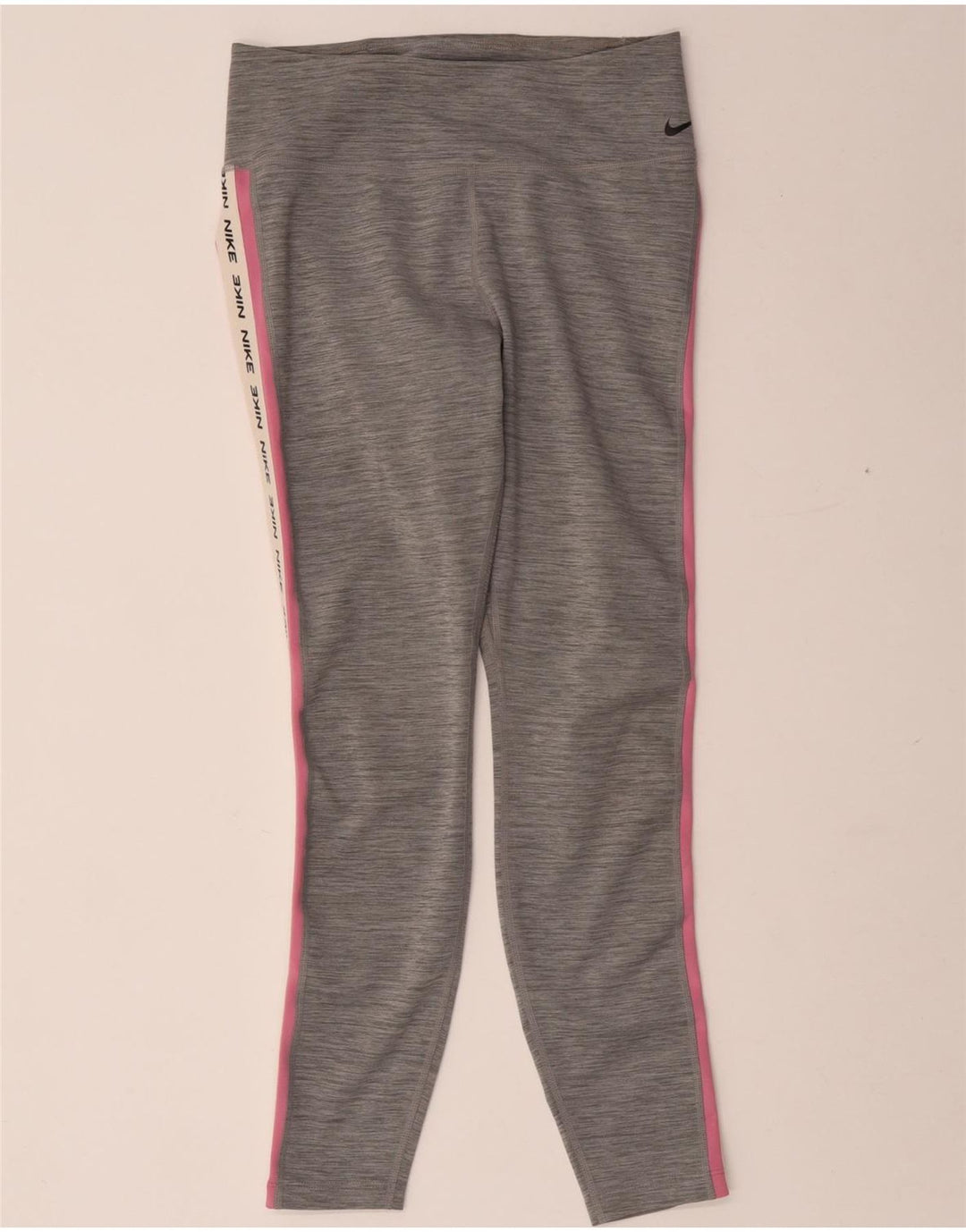 Leggings cu grafică Nike Dri Fit pentru femei UK 12 Poliester cu pături gri mediu