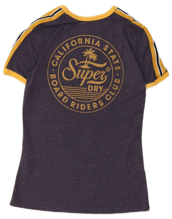 Superdry Womens Graphic T-Shirt Top UK 6 XS Navy Blue Cotton