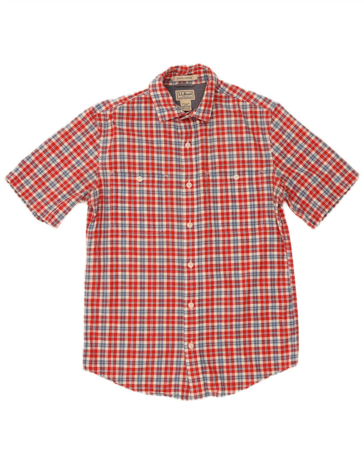 Cămașă cu mânecă scurtă pentru bărbați L.L.Bean, bumbac cu carouri mici, roșii