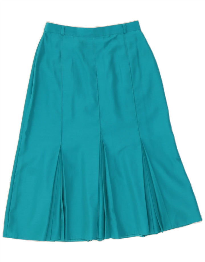 ST MICHAEL Womens Pleated A-Line Skirt UK 12 Medium W28 Blue Polyester Vintage St Michael and Second-Hand St Michael from Messina Hembry 