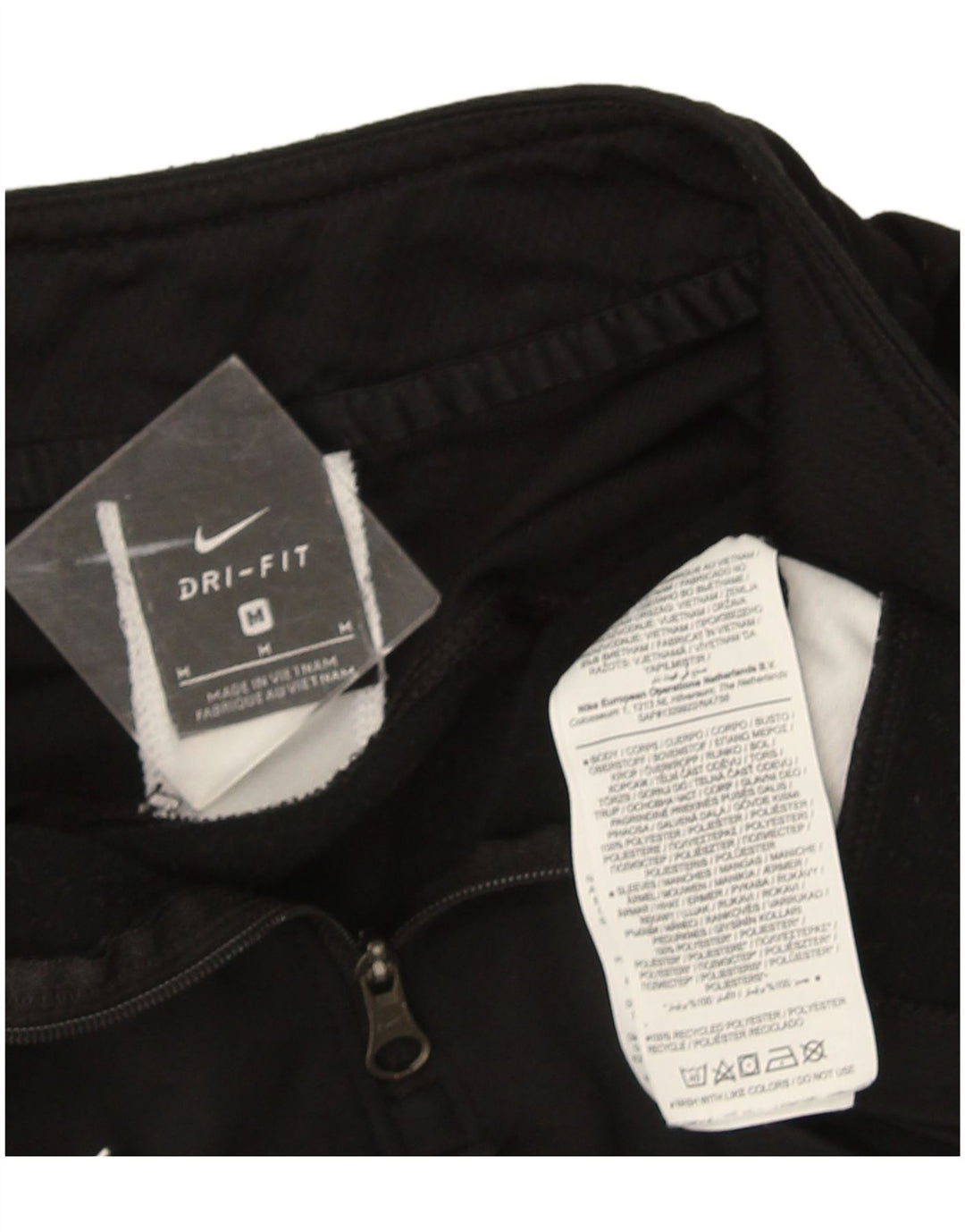 Top de trening pentru bărbați Dri Fit, cu fermoar și gât, negru, colorblock