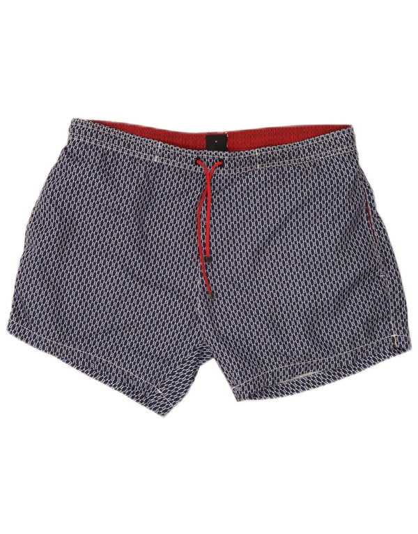 Pantaloni scurți de înot grafic pentru bărbați Hugo Boss, poliester geometric, albastru, mediu