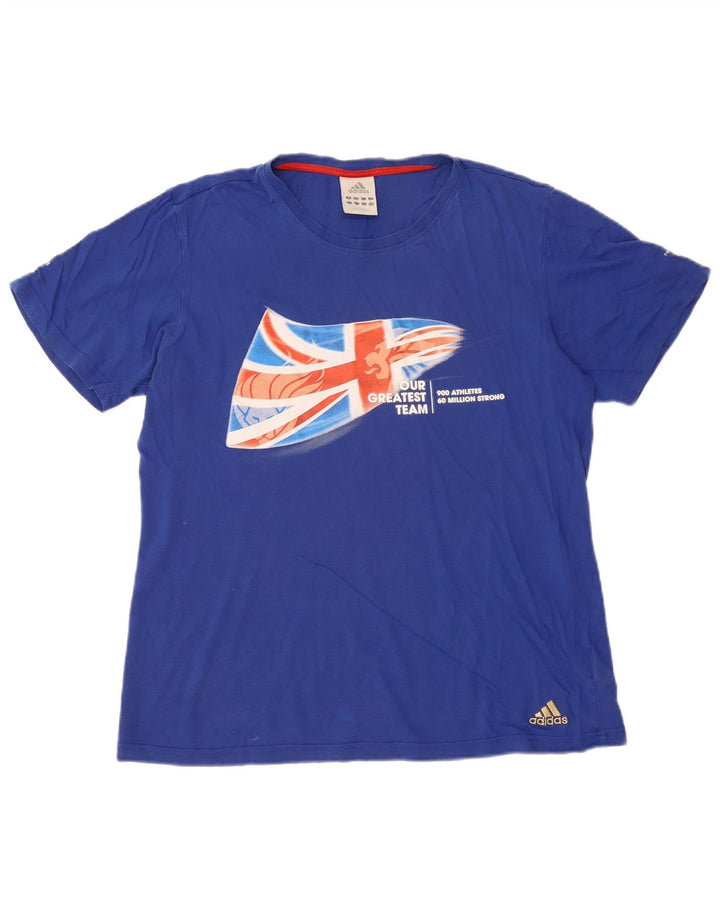Tricou grafic pentru bărbați Adidas Top, bumbac albastru mediu
