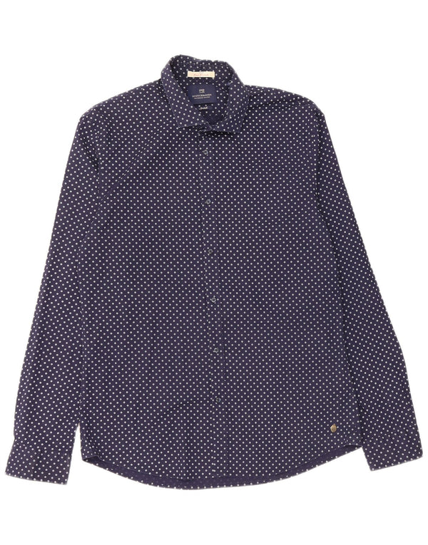 Cămașă pentru bărbați Scotch & Soda, bumbac cu pete, XL bleumarin