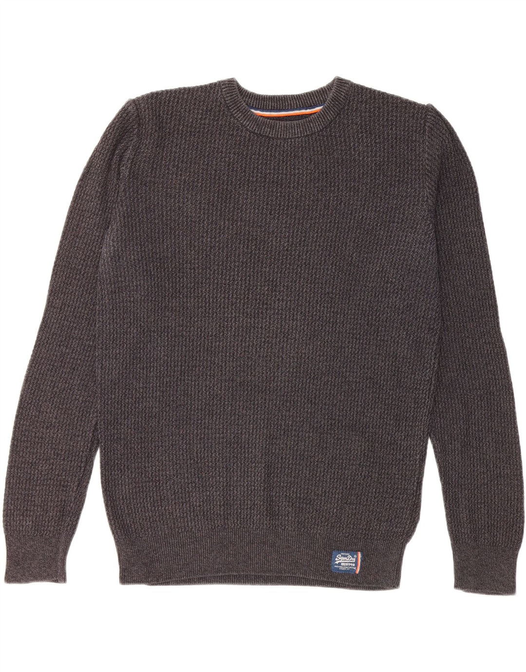 Pulover Superdry pentru bărbați, cu gât crew, bumbac, gri mediu