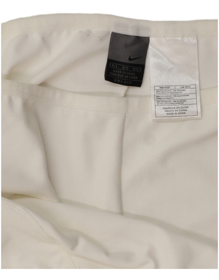 Pantaloni scurti sport NIKE Dri Fit pentru femei UK 12 Poliester alb mediu
