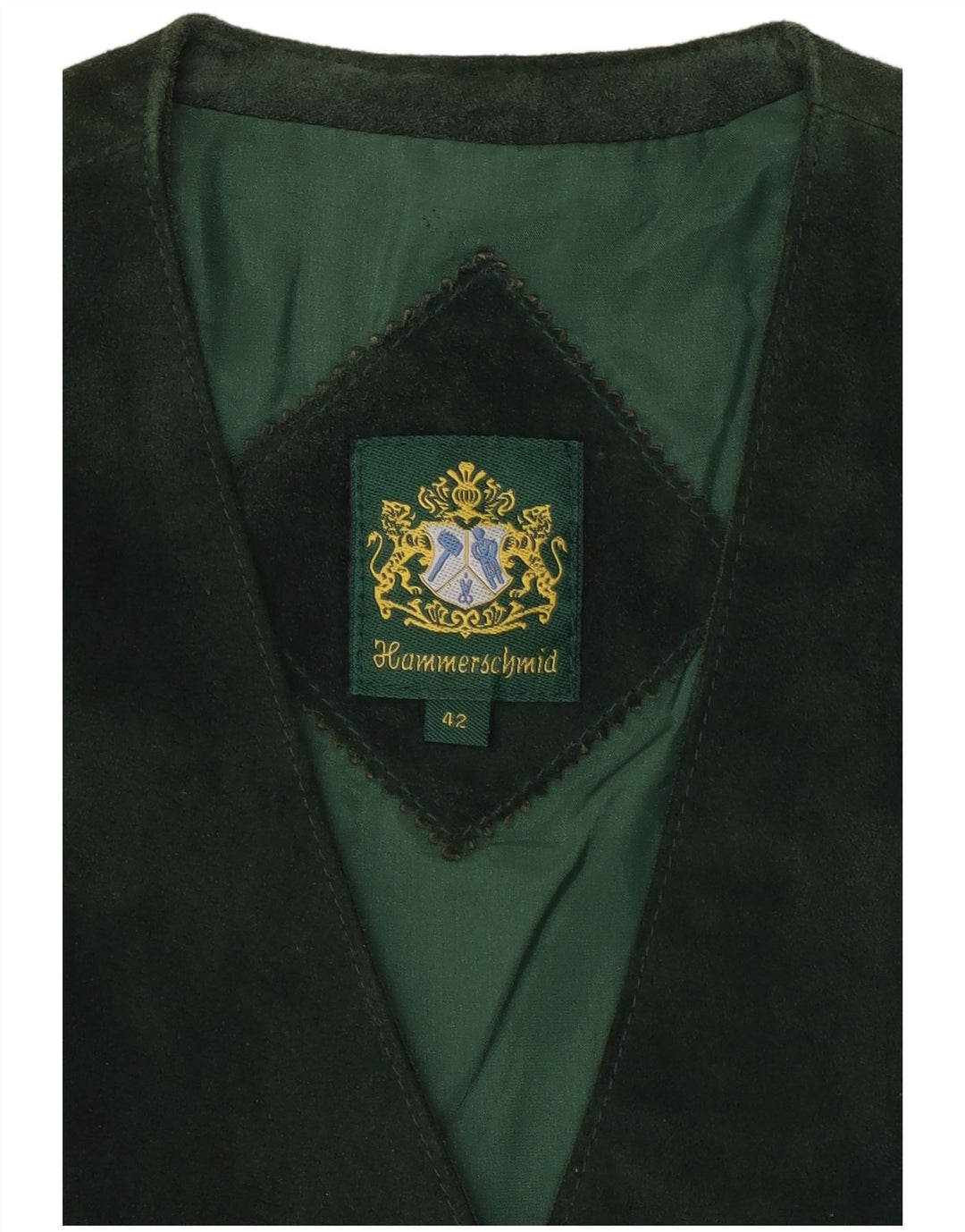 HAMMERSCHMID Vestă de piele de căprioară pentru femei EU 42 Mare din piele verde