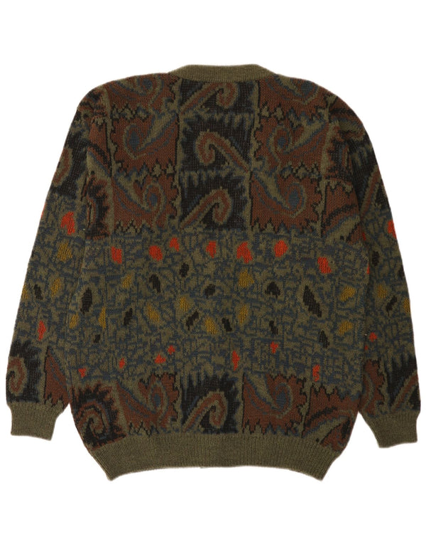 Pulover Cardigan Bărbați gio Ferrari IT 52 Lână Paisley Verde Mare