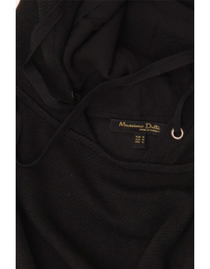 Massimo Dutti Pulover cu glugă pentru femei UK 14 Medium Black Herringbone
