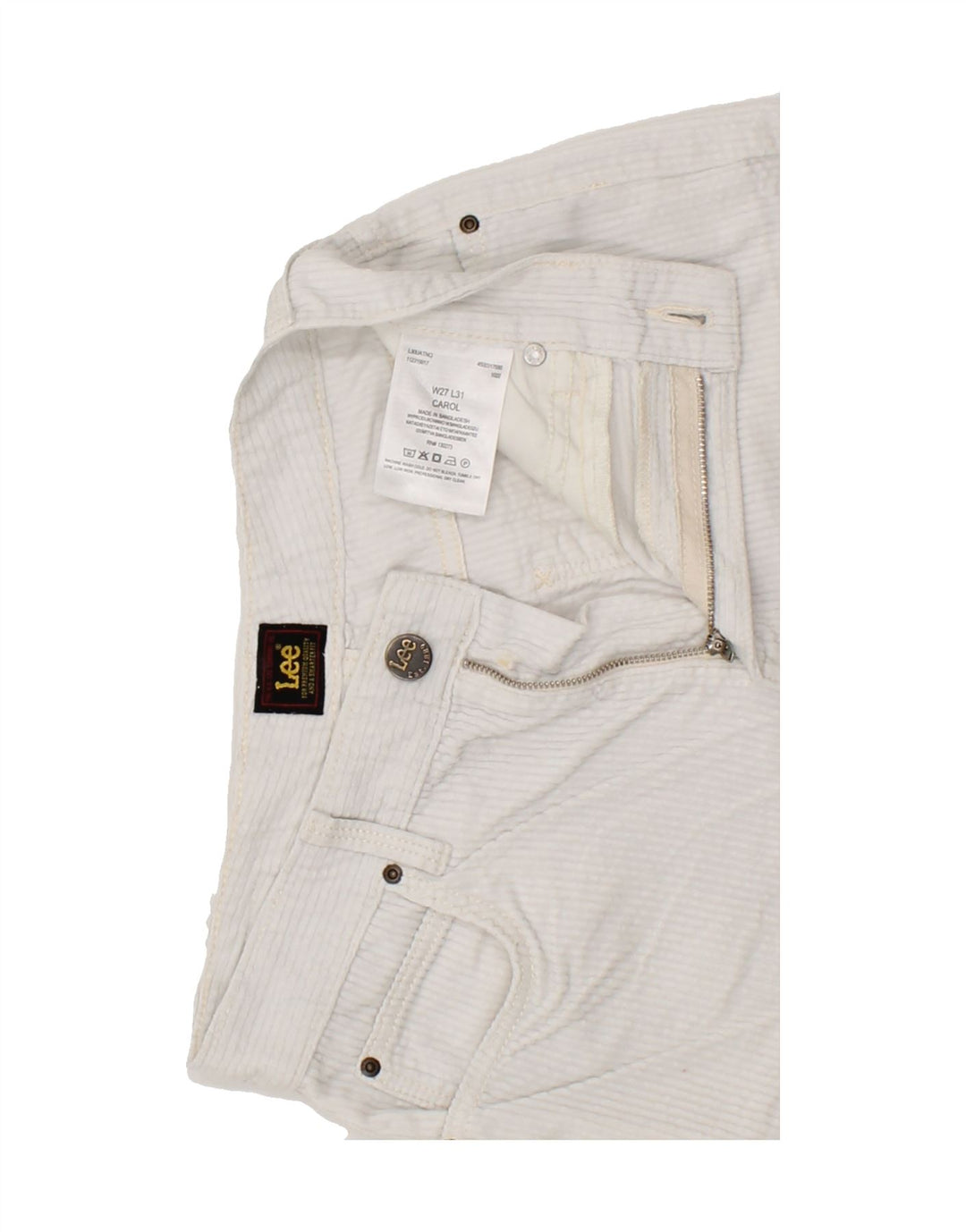 LEE Womens Carol Straight Corduroy Trousers W27 L31 White Cotton Vintage Lee and Second-Hand Lee from Messina Hembry 