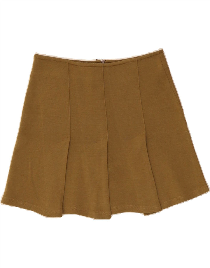 VINTAGE Womens Pleated Mini Skirt W26 Small  Brown Acrylic Vintage Vintage and Second-Hand Vintage from Messina Hembry 