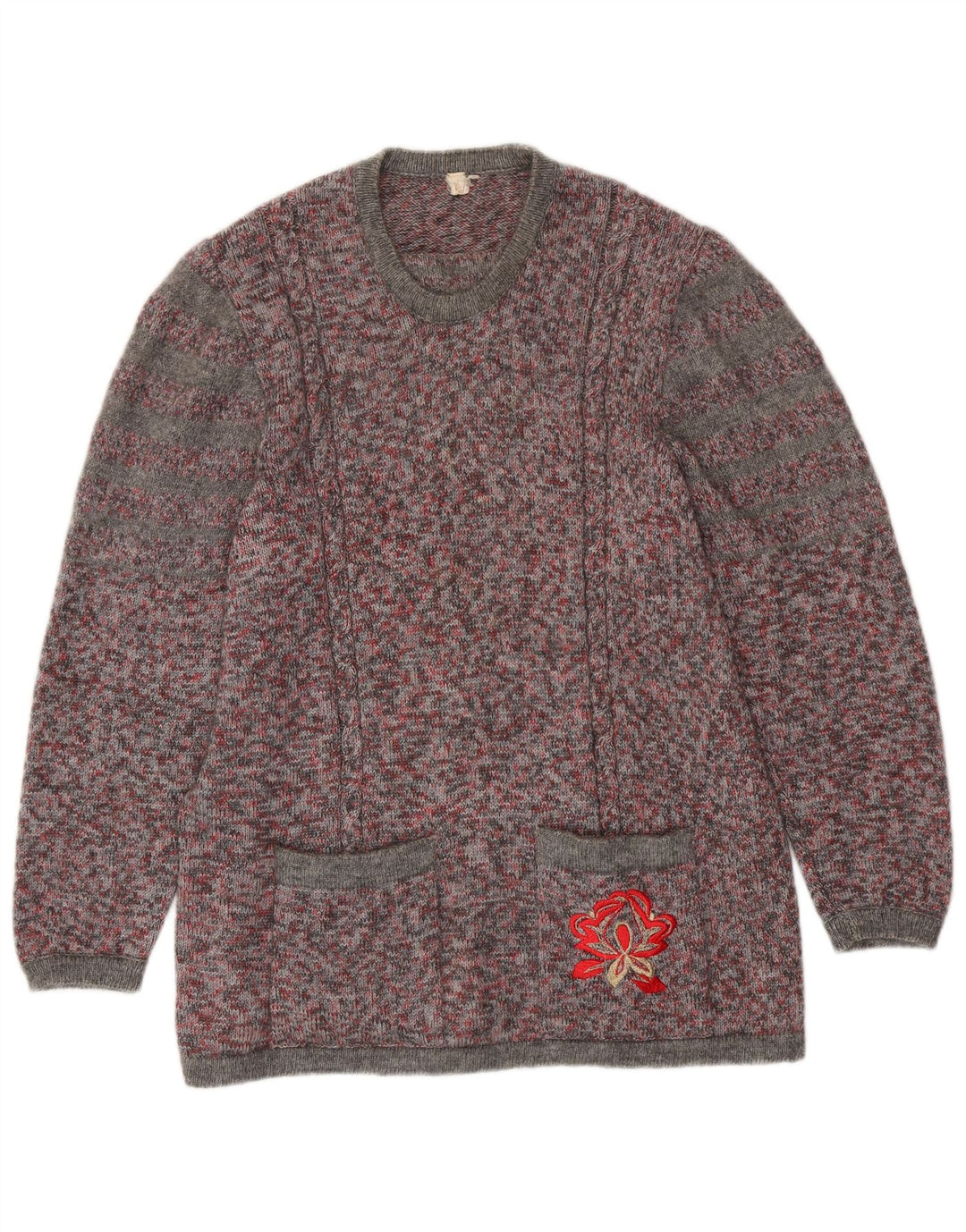 Pulover VINTAGE pentru damă cu decolteu rotund, mare, multicolor, pete