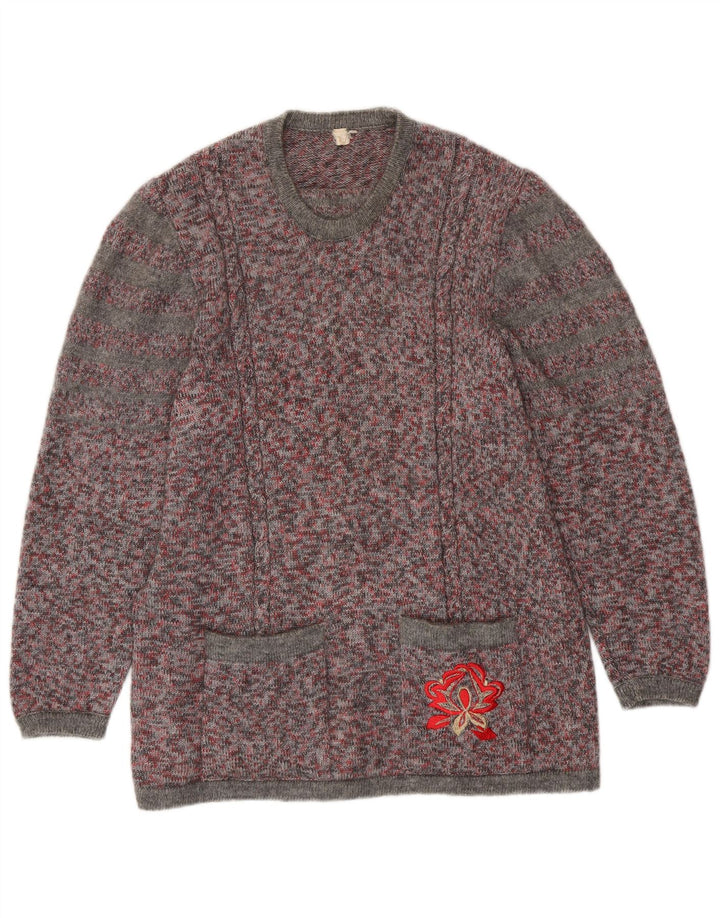 Pulover VINTAGE pentru damă cu decolteu rotund, mare, multicolor, pete