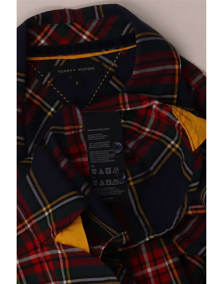 Cămașă de flanel pentru femei Tommy Hilfiger US 8 mediu din bumbac cu carouri bleumarin