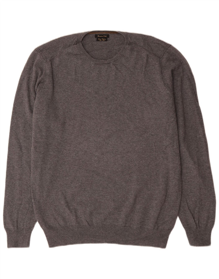 Pulover Massimo Dutti pentru bărbați, cu gât crew, XL, bumbac gri